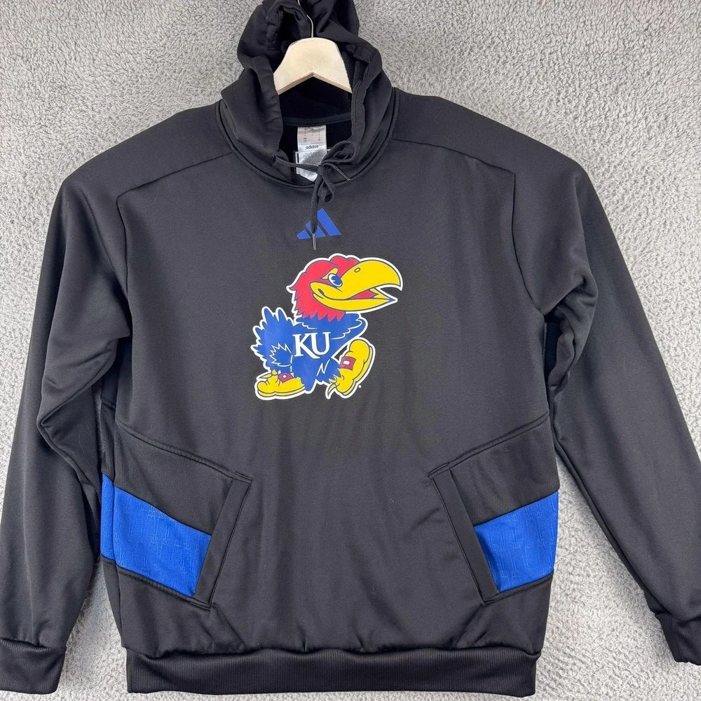 Kansas Jayhawks‎ Hoodie Mens Large NCAA Basketball Adidas Pullover AEROREADY